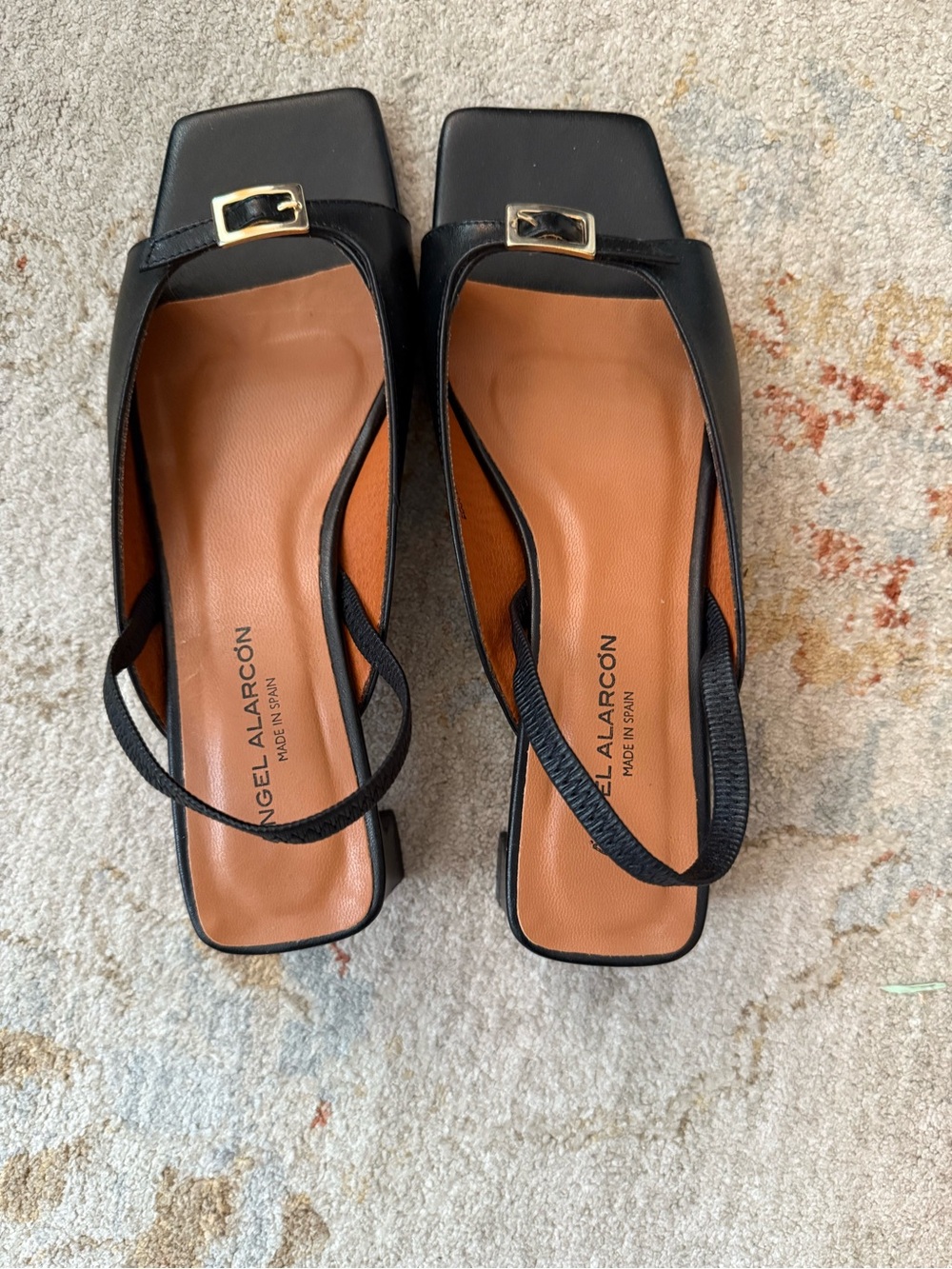 ㅤꨄ︎ NWOT Angel Alarcon black Square-Toe Slingback Heels - handmade in Spain - Picture 4 of 7